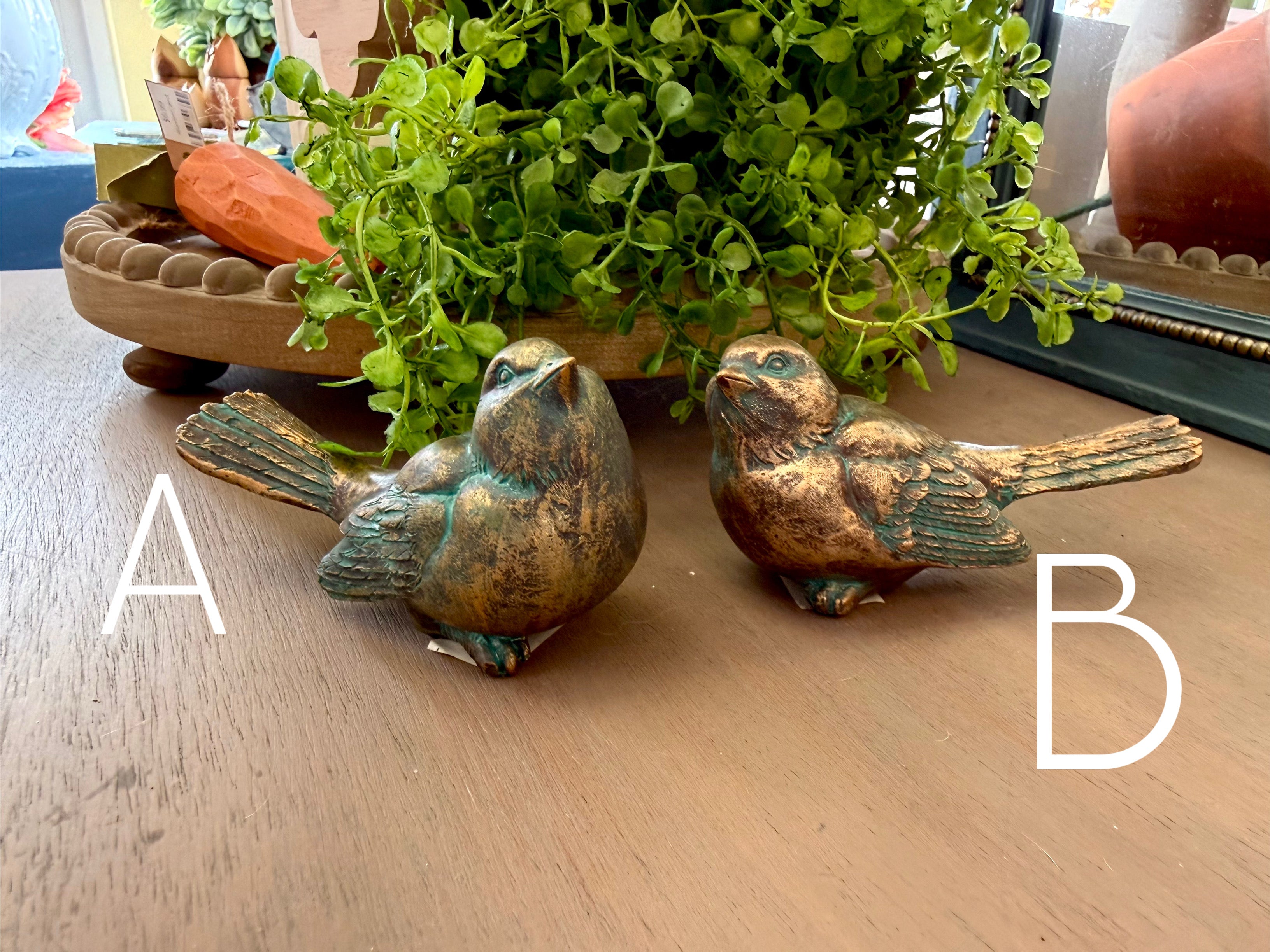 Verdigris and Bronze Bird Figurine