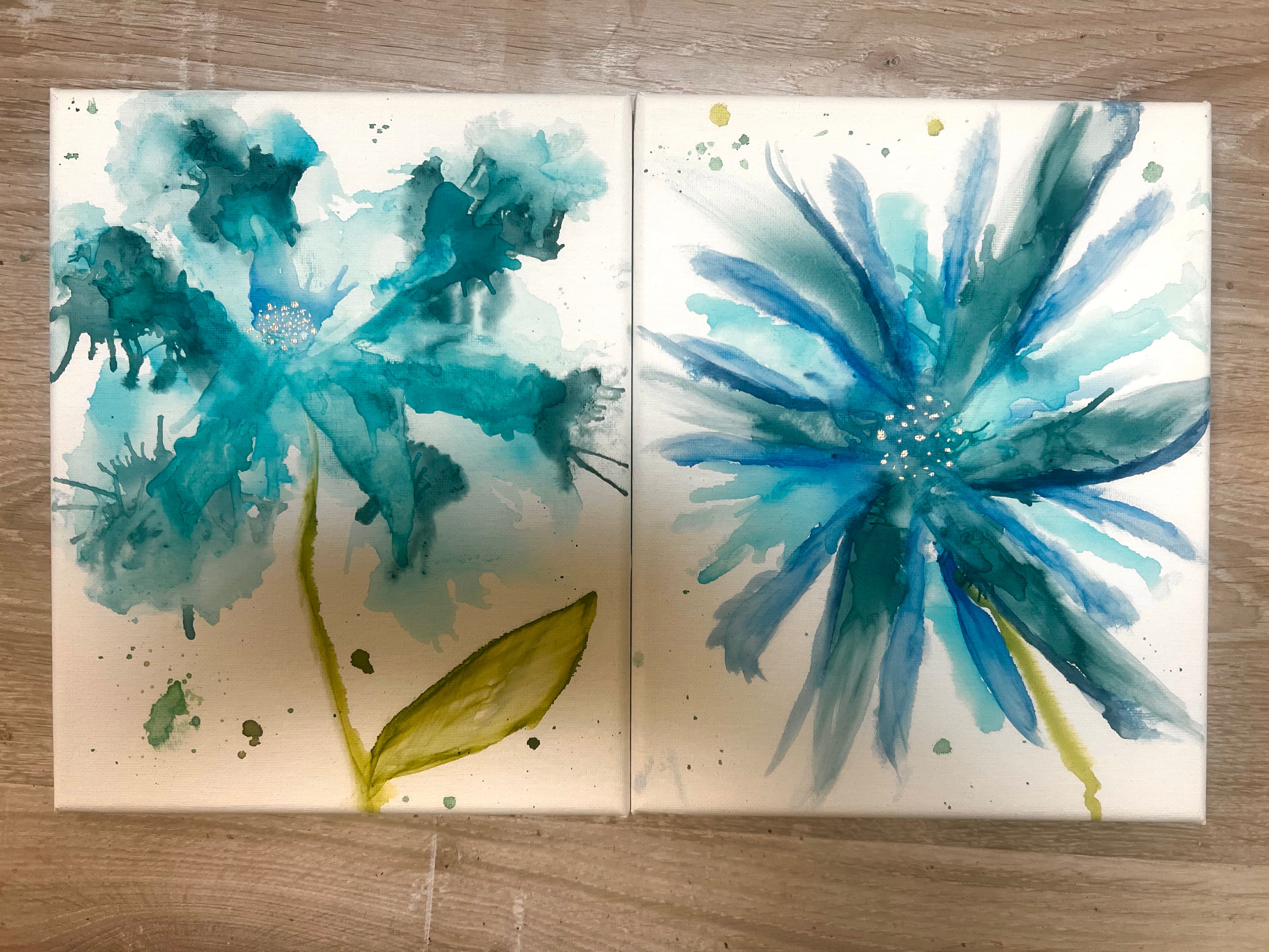 Azure Burst - Original Alcohol Ink on Canvas
