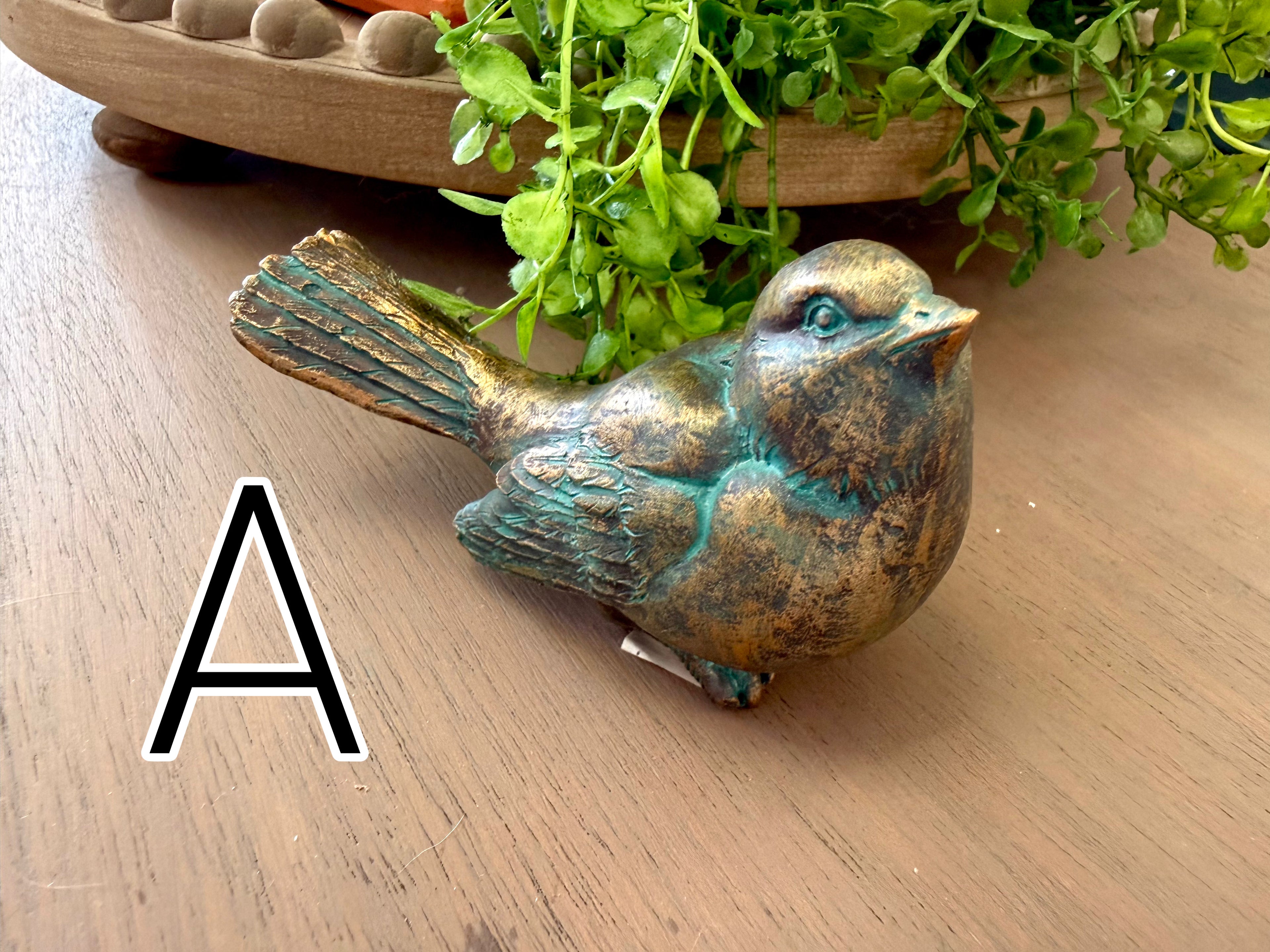 Verdigris and Bronze Bird Figurine