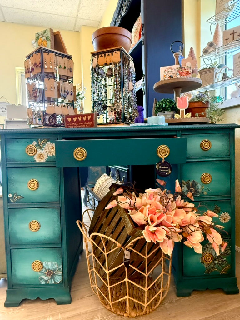 Margo - Hand-Painted Teal Desk