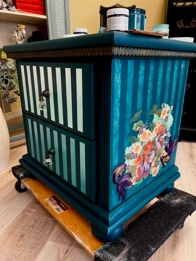 Kora - Hand-Painted Teal Side Table