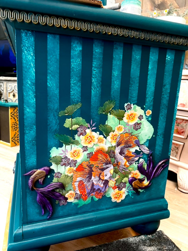 Kora - Hand-Painted Teal Side Table