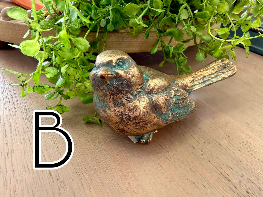 Verdigris and Bronze Bird Figurine