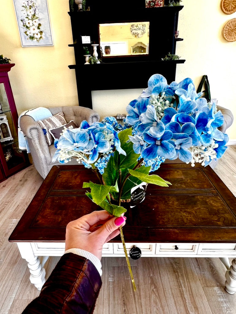 Real Touch Blue Hydrangea Spray