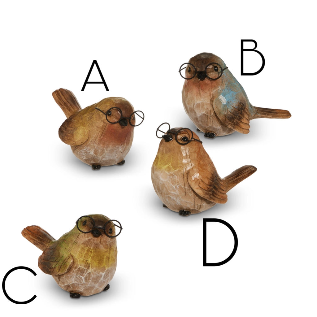 Carved Bird with Glasses Figurine