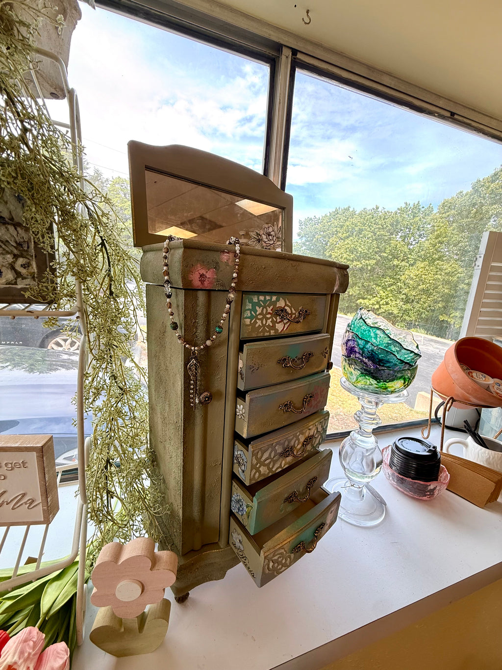 Christine - Hand-Painted Jewelry Armoire