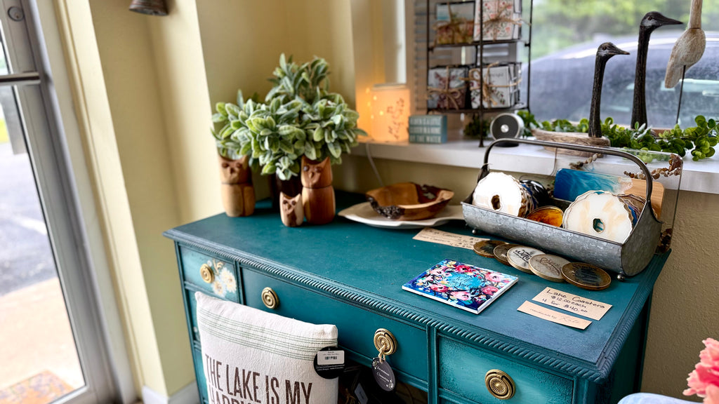 Margo - Hand-Painted Teal Desk