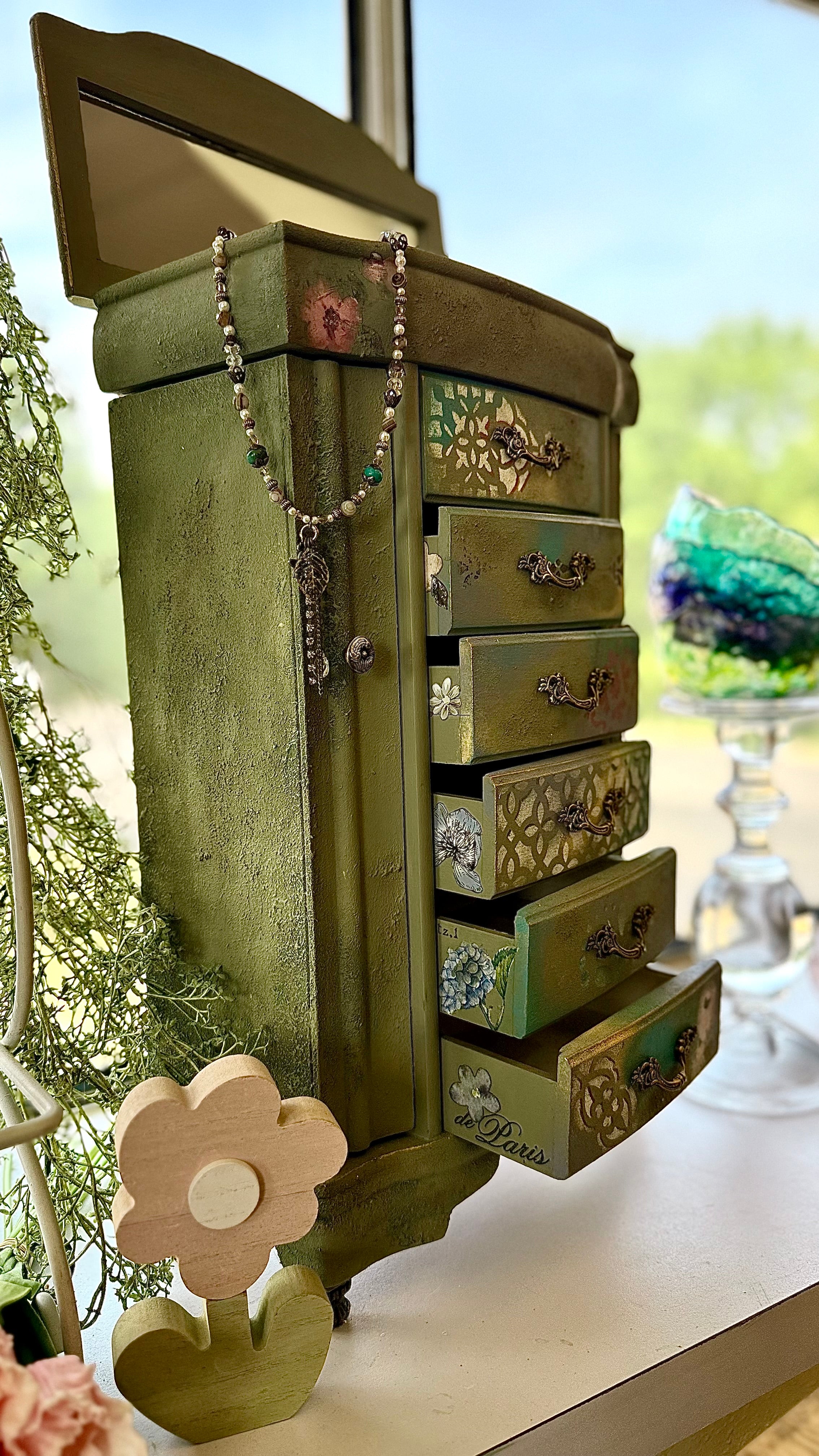Christine - Hand-Painted Jewelry Armoire