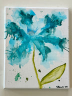 Indigo Bloom - Original Alcohol Ink on Canvas