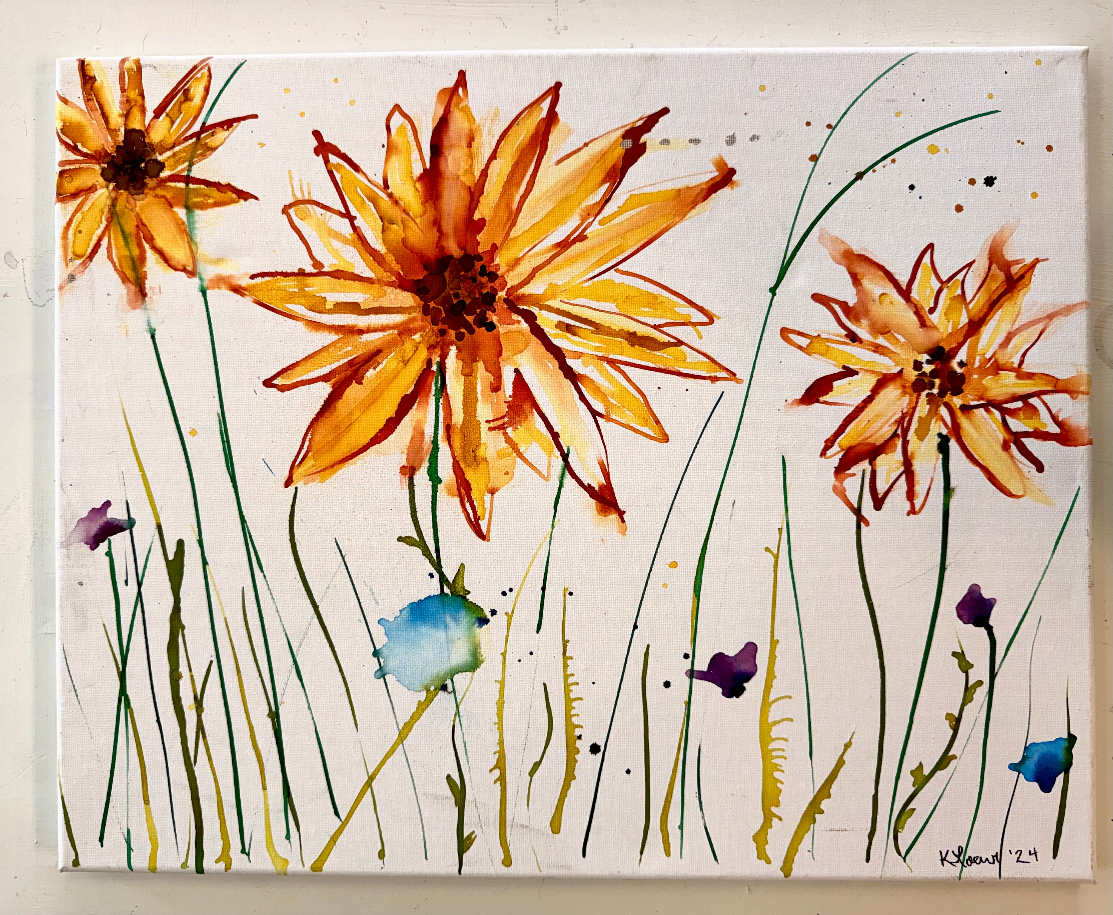 Sunflower Dance - Original Alcohol Ink Painting