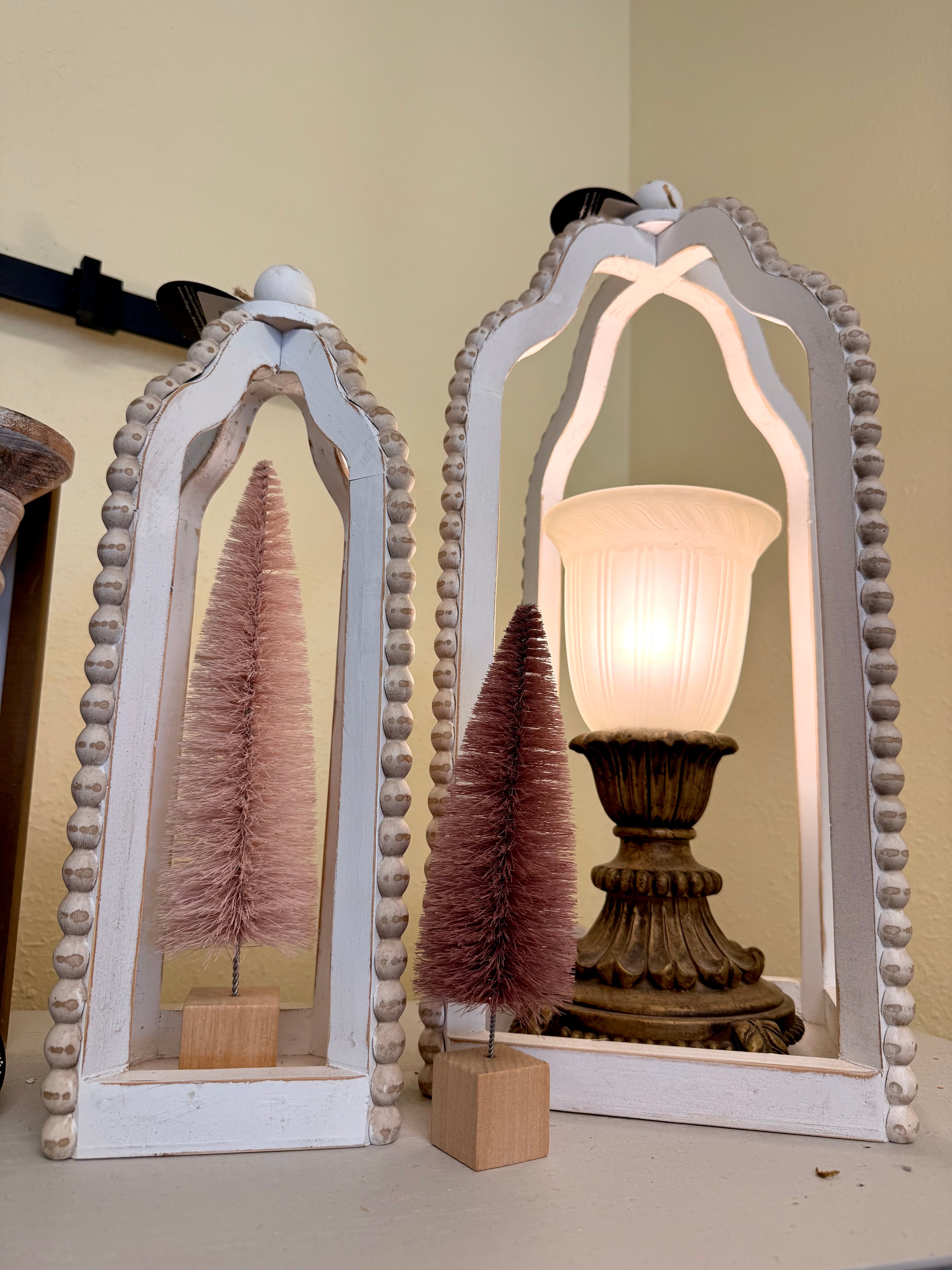 Whitewash Beaded Lantern