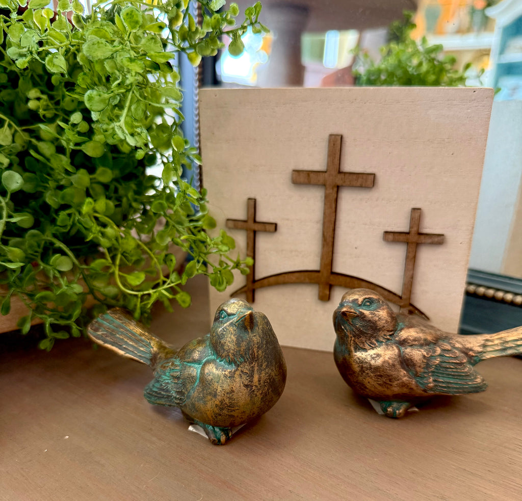 Verdigris and Bronze Bird Figurine
