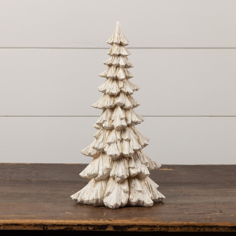 15" Glittered Cream Tree