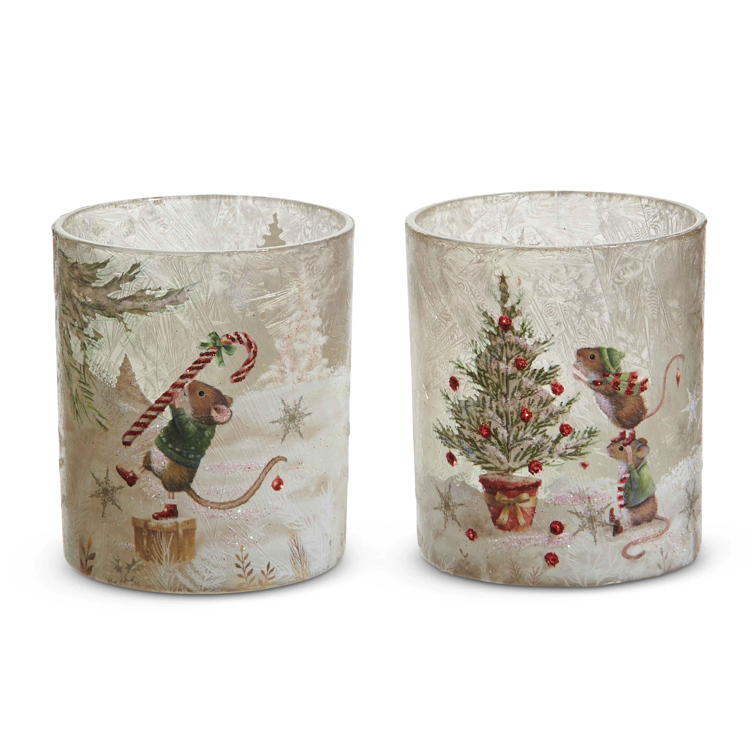 Christmas Mouse Votive Candle Holder 3.5"