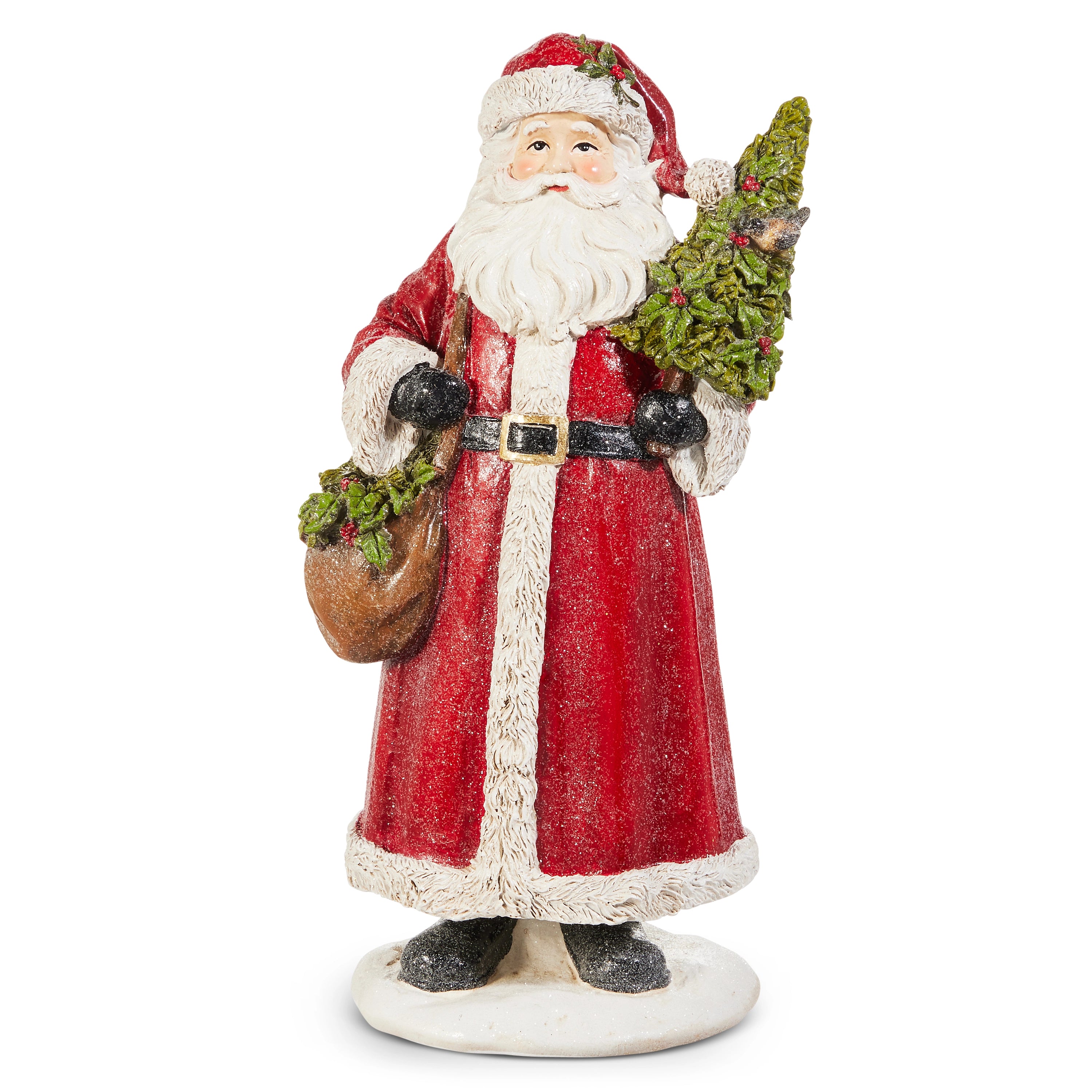 Classic Santa with Tree Figurine 12.5"